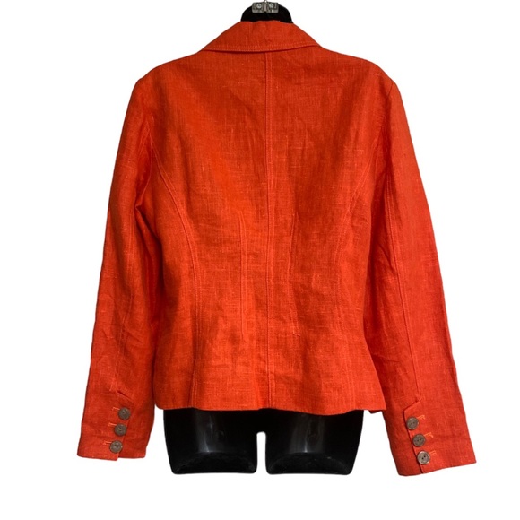 Harve Bernard Linen Blazer Womens 10 Orange Bright Career Wear Office Statement - Picture 2 of 12